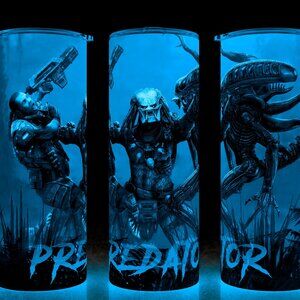 Glow in the Dark Alien Vs Predator AVP Xenomorph Fight Cup Mug Tumbler